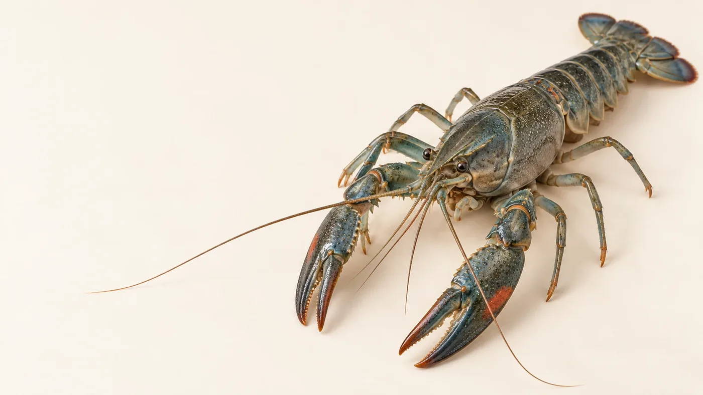 Lobster air tawar bercapit biru di dasar air jernih